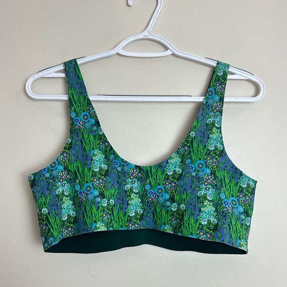 Knix x Anna Sui Floral Scoop Neck Crop Tank Size L Sports Bra Yoga Activewear - Picture 5 of 5